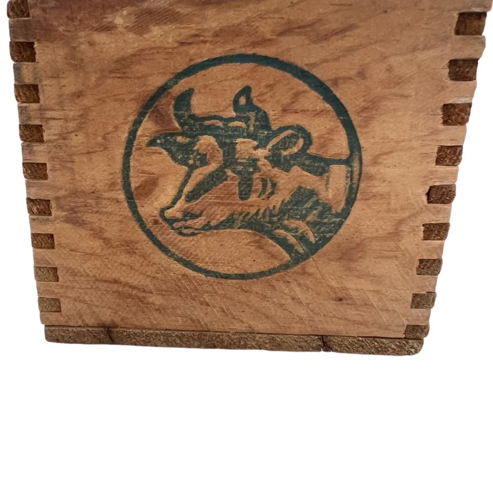 Vintage 50s Penn Maid Wooden Cheese Box Dove-Tail Antique Country Kitchen Decor